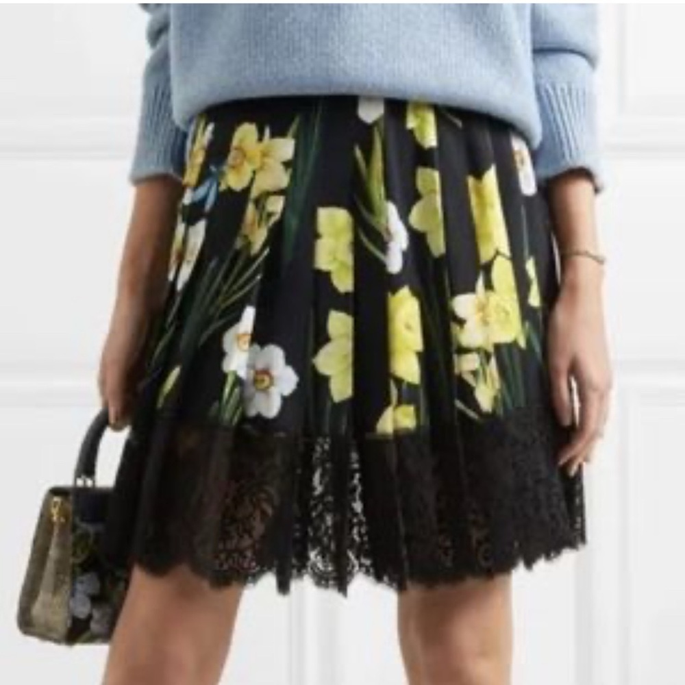 Dolce & Gabbana Black Skirt with Yellow Floral Design